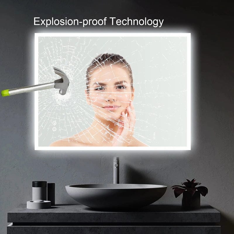 Smart Reflections: Rectangle Anti-fog Vanity Mirror with LED Lights - Sleek and Stylish