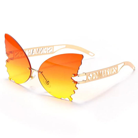 Designer Rimless Sunglasses: Luxury Brand, Gradient Butterfly Style for Women