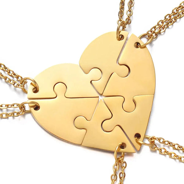 Forever Linked Hearts: Personalize Your Bond with Our Stainless Steel Puzzle Necklace