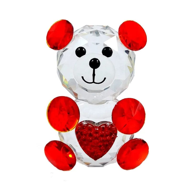 DILU Creative Cartoon Heart Bear Handmade Crystal Glass Ornament Pink Green Red Light Blue Animal Teddy Bear Model Deco Crafts