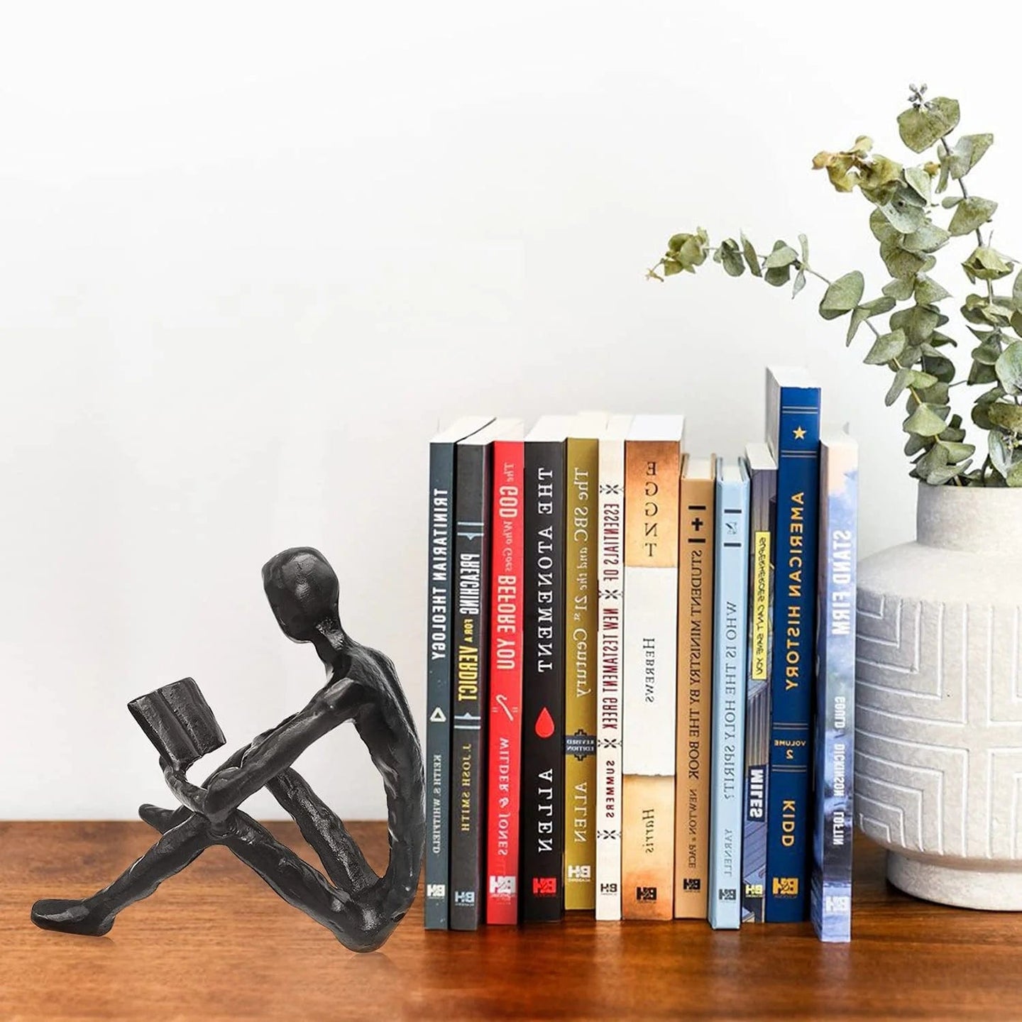 Cast Iron Sculpture: Small Metal Reading Books Figurine