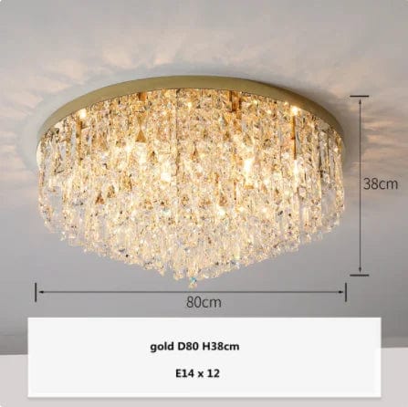 Luxurious Illumination: Round LED Ceiling Lamps - Crystal Luxury Lights for Bedrooms and Dining Rooms