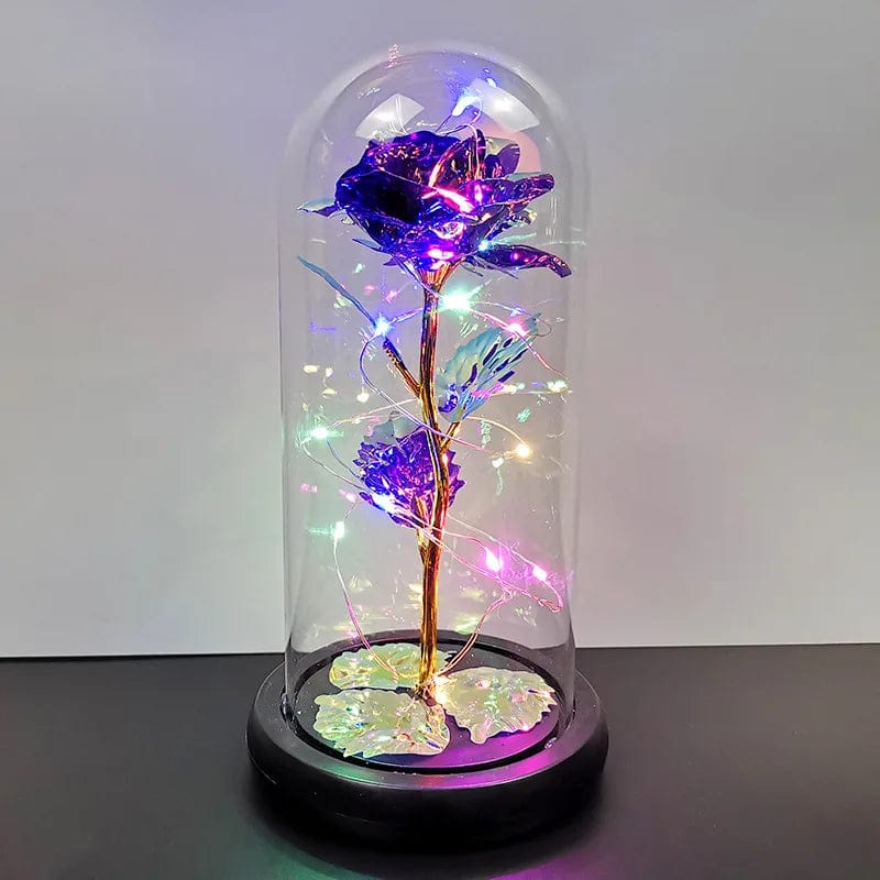 Radiant Romance: Colorful LED Light Strings with Gold-Plated Galaxy Rose - A Valentine's Gift