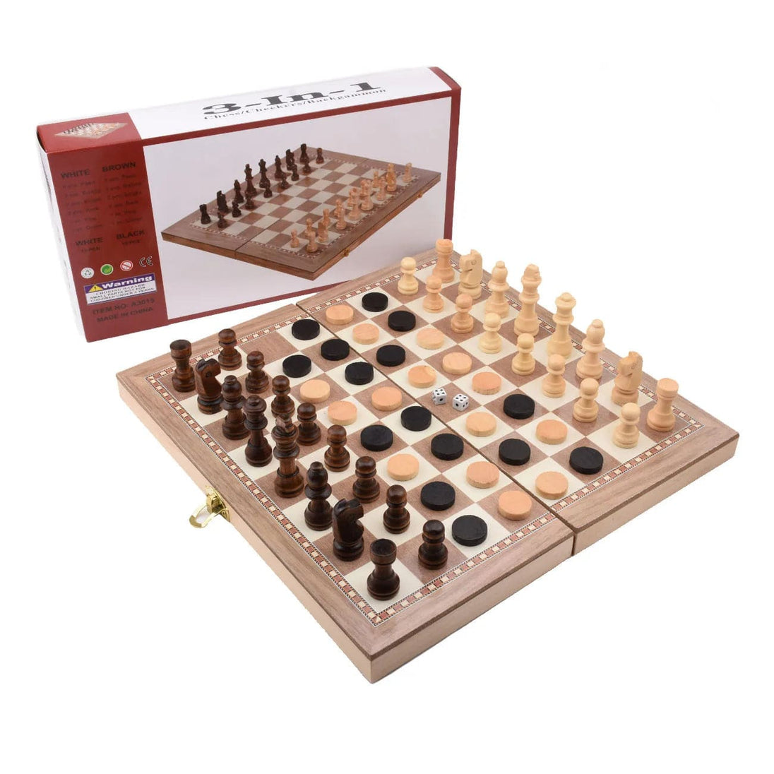 Experience Luxury with Our 3-in-1 Wooden Chess, Backgammon, and Checkers Set