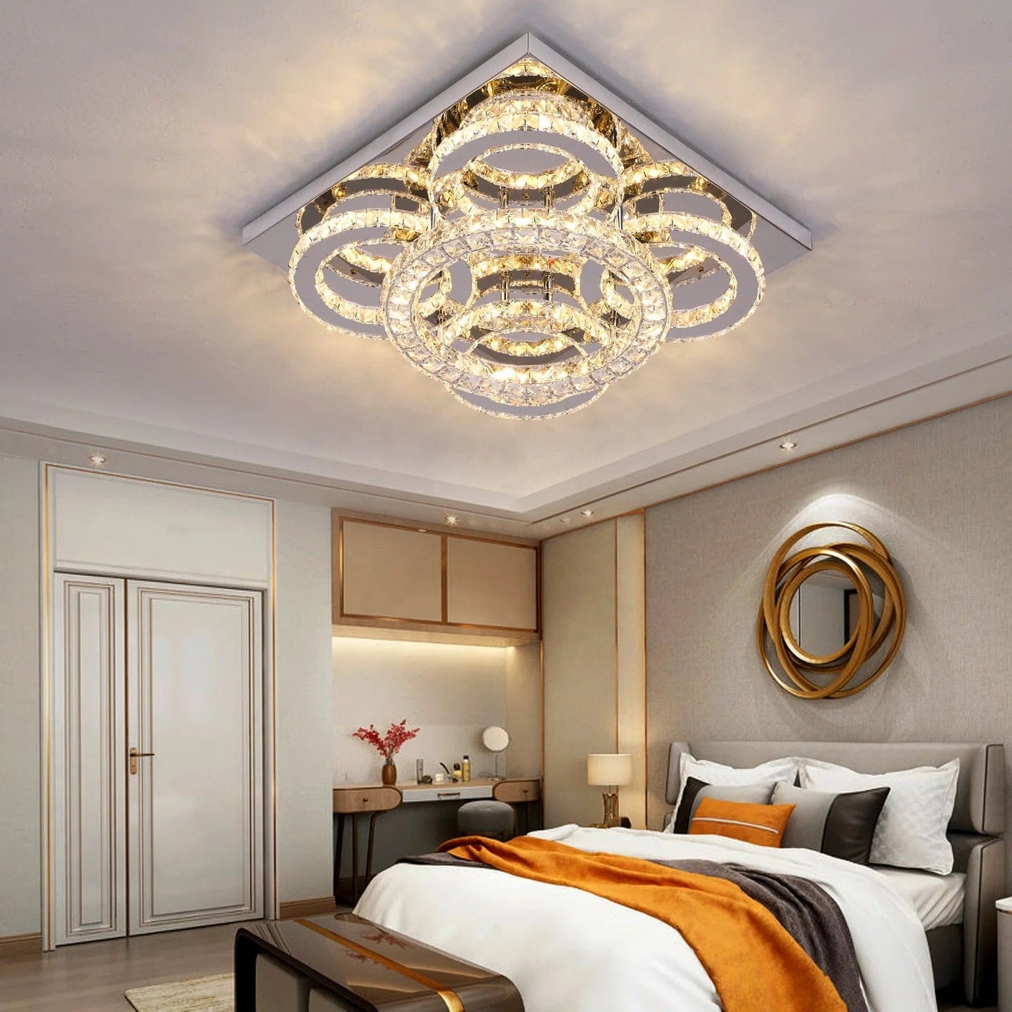 Dine in Elegance: Crystal LED Ceiling Lamp - Modern Dining Room Lighting for a Glamorous Experience