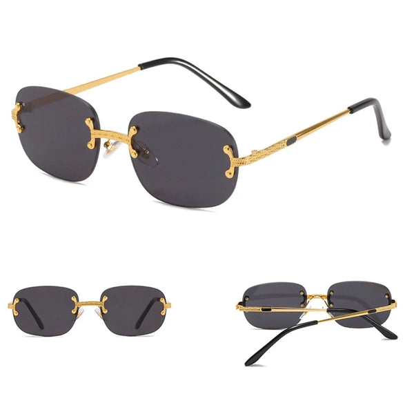 Trendy Vintage Rimless Sunglasses: Small Round Shape for Women and Men - Fashion Shades