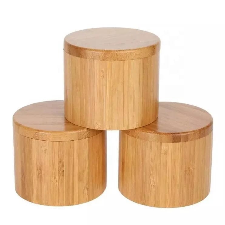 Sustainable Elegance: Best Gadgets Natural Wooden Round Spices Storage Container with Magnet Swivel Lid