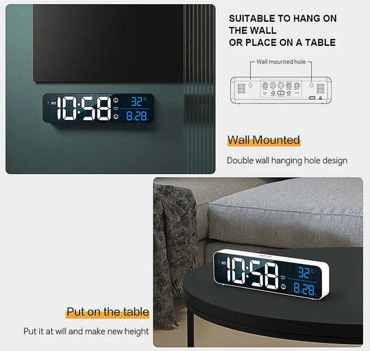 Digital & Analog Desk Alarm Clock with 2400mAh Lithium Battery: Nordic Style