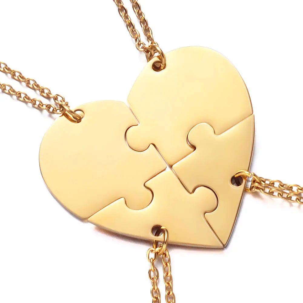 Forever Linked Hearts: Personalize Your Bond with Our Stainless Steel Puzzle Necklace