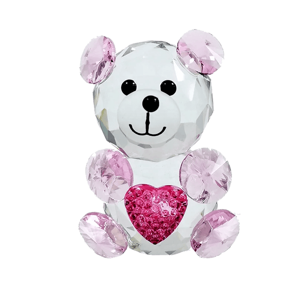 DILU Creative Cartoon Heart Bear Handmade Crystal Glass Ornament Pink Green Red Light Blue Animal Teddy Bear Model Deco Crafts