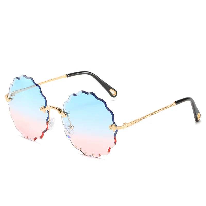 Exquisite Floral Rimless Sunglasses: Fashion Luxury for Women & Men