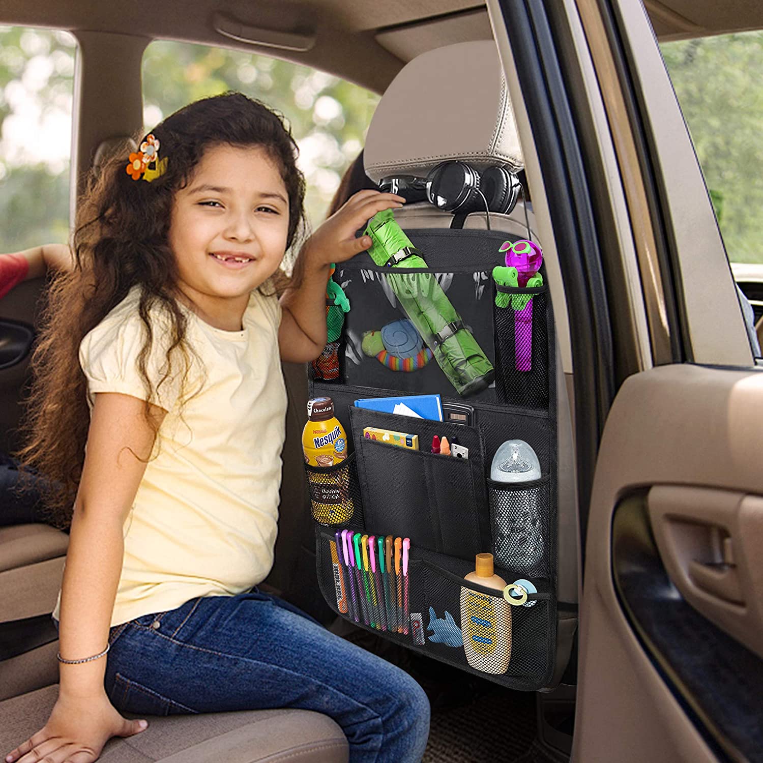 Car Backseat Organizer with 10" Table Holder – Your Ultimate Solution for Happy, Organized Travel with Kids!