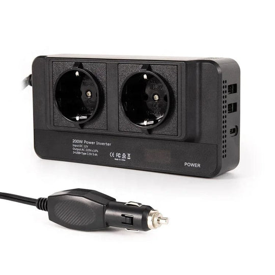 Unleash Power on the Go: Car Inverter Converter with 4 USB QC3.0 Ports and 2 AC Outputs