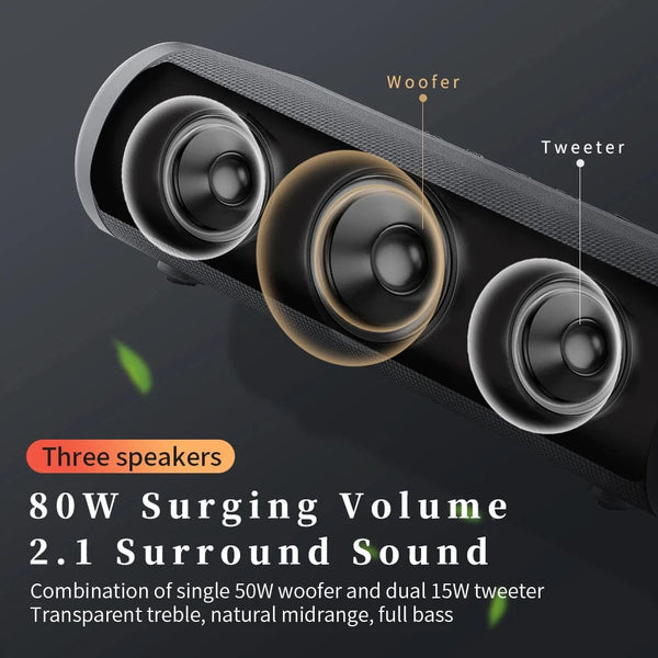 Wireless Party Speakers: Subwoofer, HiFi Tweeters, Dual Pairing Stereo Boombox for Computer, TV, Smart Gadgets