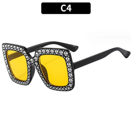 Luxury Oversize Retro Square Sunglasses with Rhinestone Bling: Newest Fashion for Women