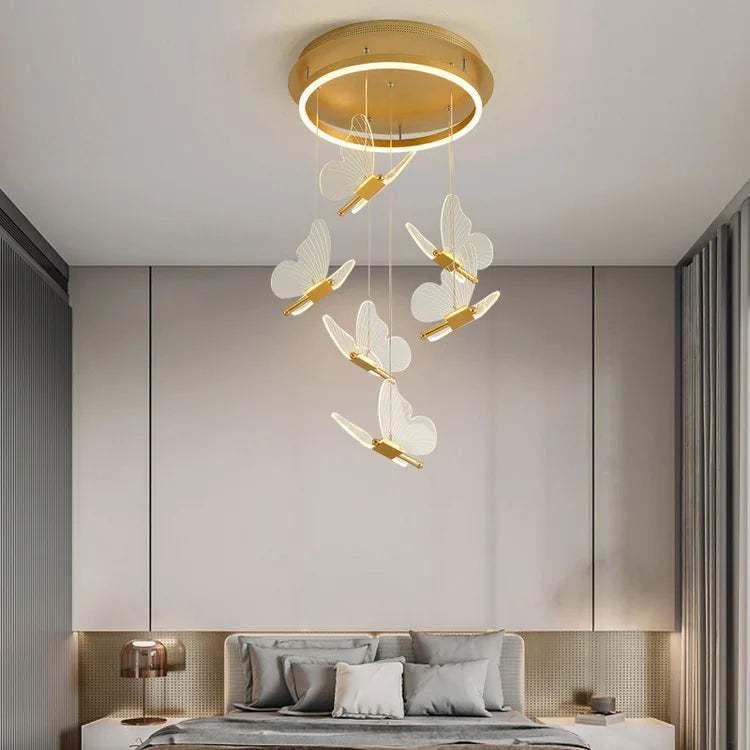 Butterfly Elegance: Acrylic Shape Ceiling Lamp – Captivating Decor Lighting for Hotel, Villa, and Staircases