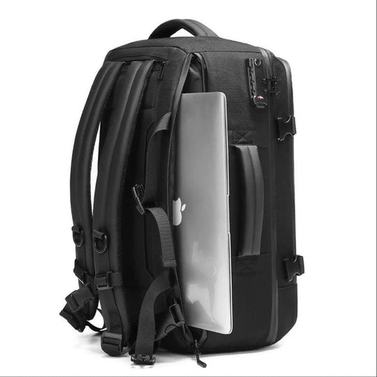 Black Waterproof Elegance: Large Capacity Business Backpack for Modern Travelers