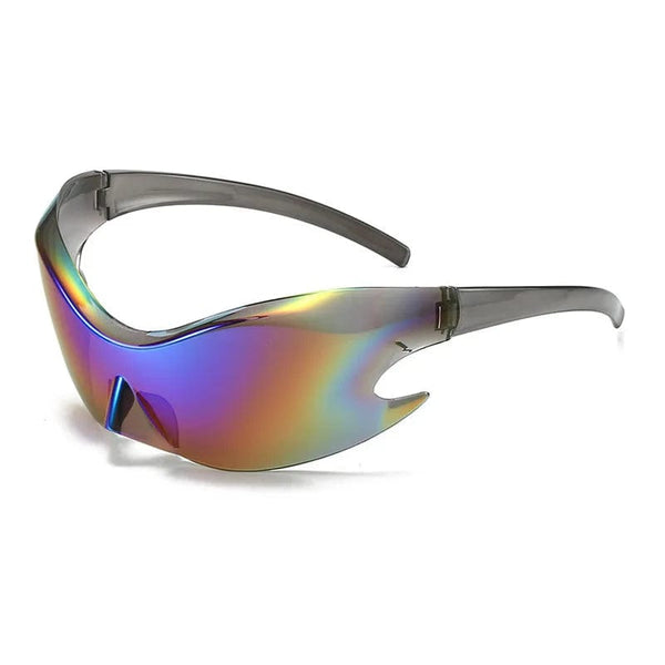 Oversized Futuristic Y2K Shield Sun Glasses - Wrap Around Fashion for Men and Women, Superhero Chic Sunglasses Shades