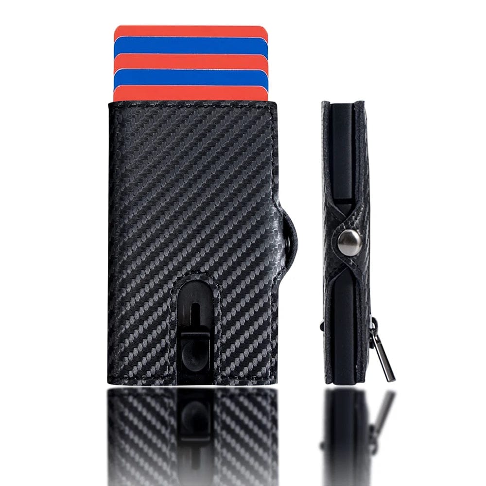 Modern Innovation: Carbon Fiber Leather Pop-It Wallet with RFID Protection and Pop-Up Mechanism