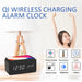 Wooden LED Alarm Clock: Digital Clock with Wireless Charger for Phones 5W/10W Qi