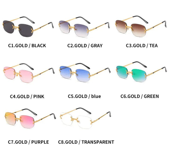 Trendy Vintage Rimless Sunglasses: Small Round Shape for Women and Men - Fashion Shades