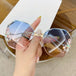Latest Oval Sunglasses: Luxury Metal Square Frames with Diamond Lens Inlay for Women