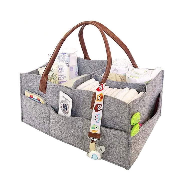 Diaper Caddy and Wet Bag Foldable Felt Storage Bag - Felt Diaper Caddy