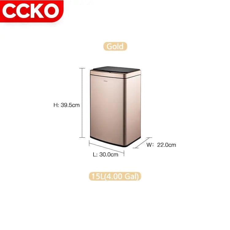 Luxury Redefined: 30L Gold Stainless Steel Smart Sensor Trash Can for Home, Hotel, and Restaurant