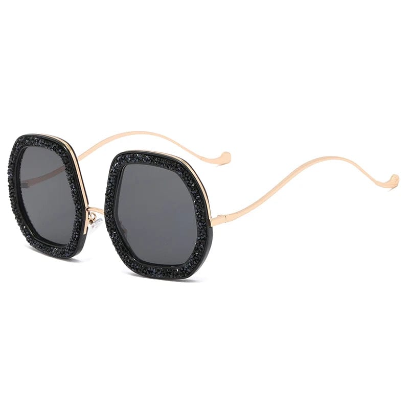 Oversized Polygon Sunglasses: Women's Diamond Shiny Crystal Shades