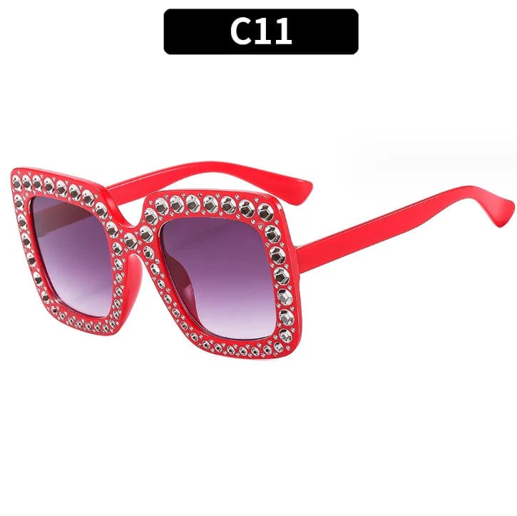 Luxury Oversize Retro Square Sunglasses with Rhinestone Bling: Newest Fashion for Women