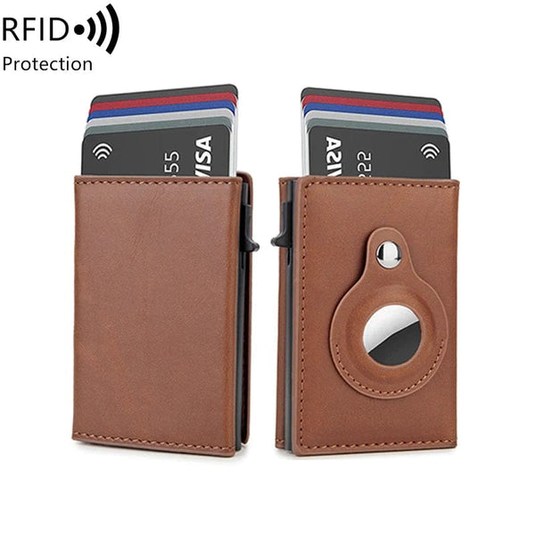 Secure Style: RFID PU Leather Pop-Up Wallet with Airtag Slot – The Modern Man's Essential