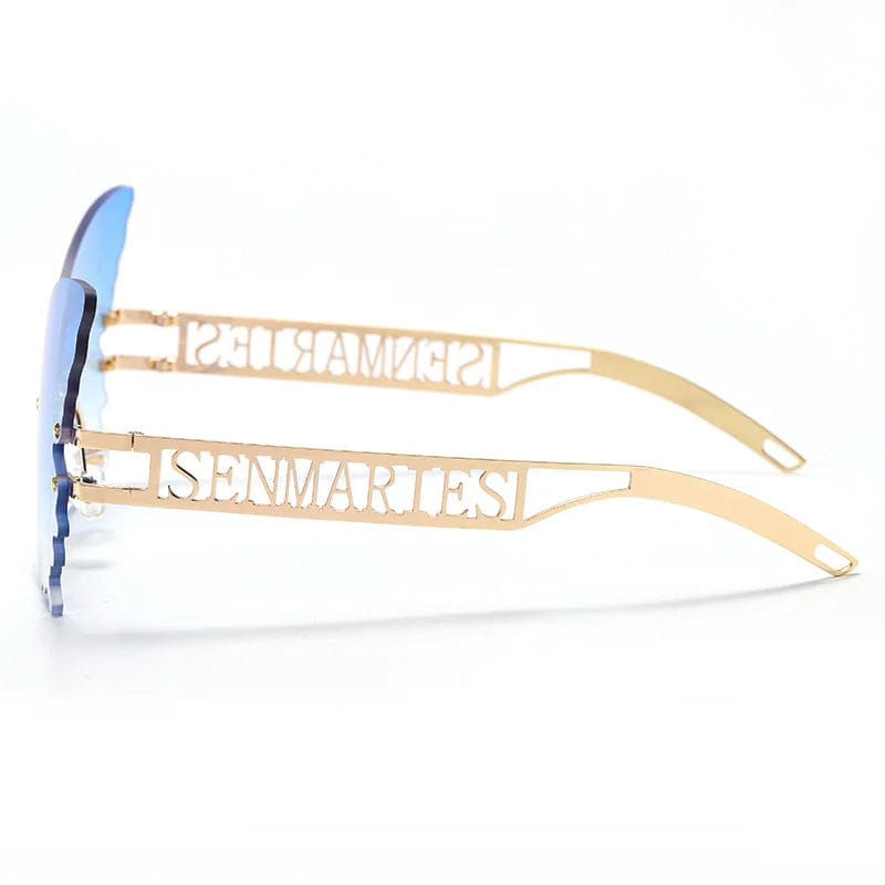 Designer Rimless Sunglasses: Luxury Brand, Gradient Butterfly Style for Women