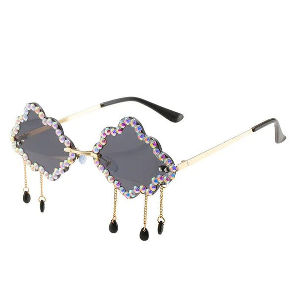 Luxury Trendy Cloud-Shaped Shades - Fashion Designer Rhinestone Sunglasses for Women