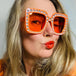 Luxury Oversize Retro Square Sunglasses with Rhinestone Bling: Newest Fashion for Women