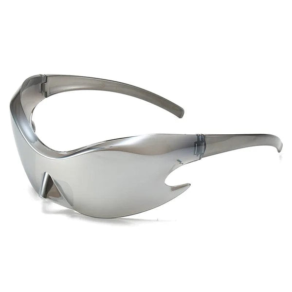 Oversized Futuristic Y2K Shield Sun Glasses - Wrap Around Fashion for Men and Women, Superhero Chic Sunglasses Shades