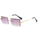 Trendy Luxury Vintage Rectangle Sunglasses for Women: Oversized Rimless Shades