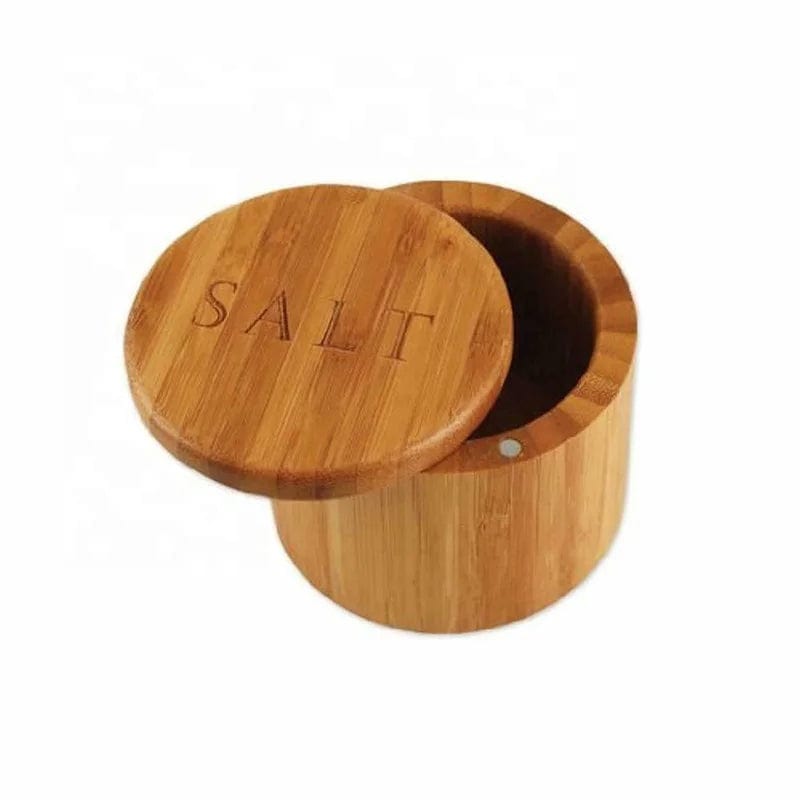 Sustainable Elegance: Best Gadgets Natural Wooden Round Spices Storage Container with Magnet Swivel Lid