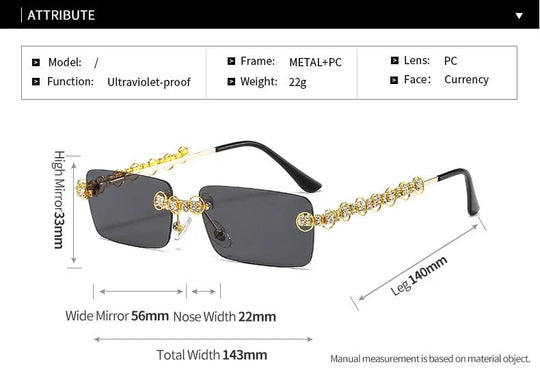 Fashionable Vintage Rimless Sunglasses with Bling Rhinestone Diamond Accents for Trendy Men and Women