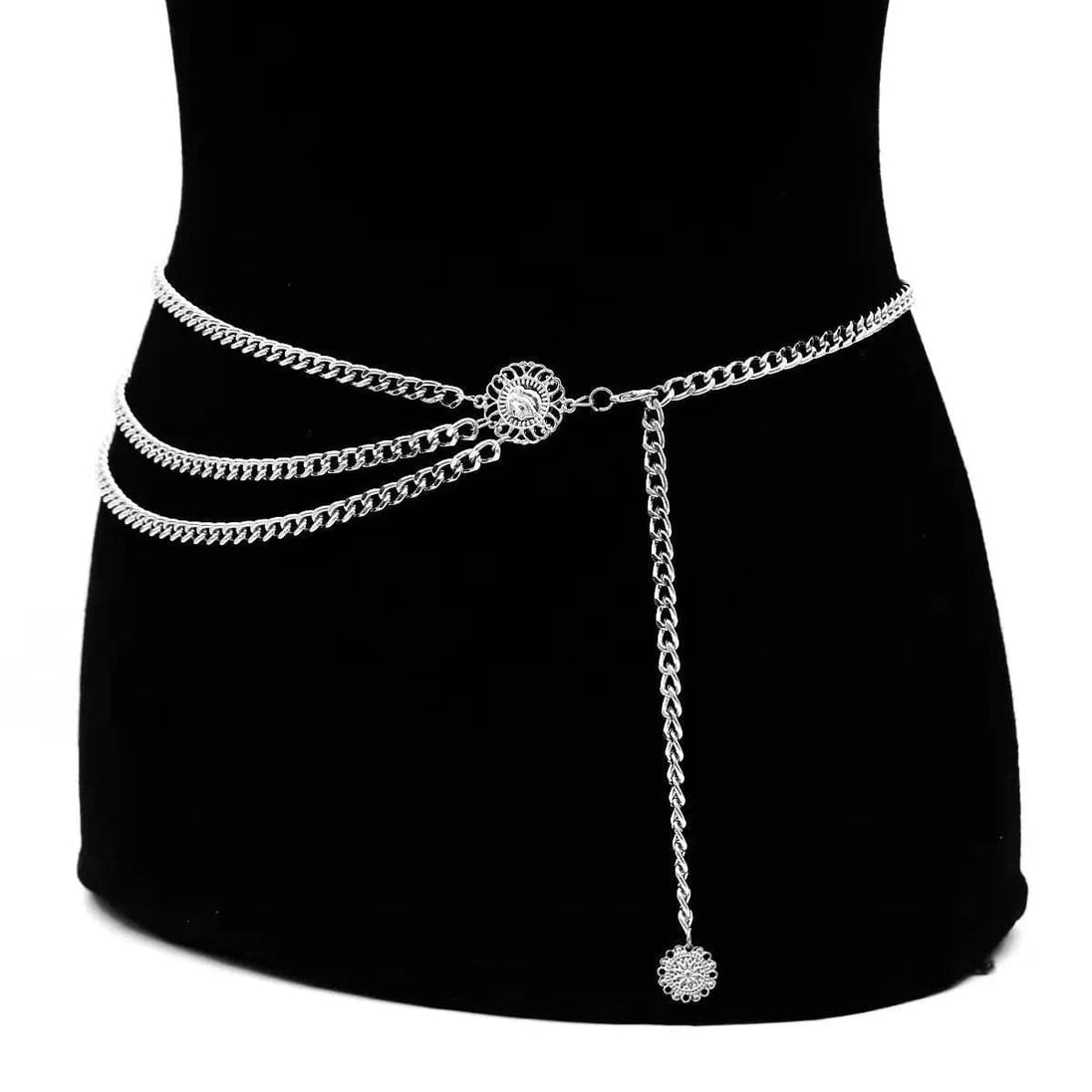 Multi-Layer Gold Color Waist Chain Belt - Fashion Hiphop Alloy Metal Belly Chain Dress Body Belt for Women.