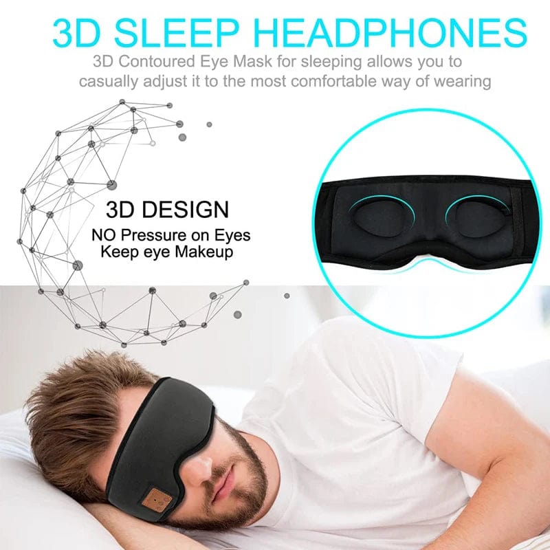 Bluetooth Sleeping Headphones Headband Thin Soft Elastic Comfortable Wireless Music Headphones Eye Mask Led Headband BK TYPE-C