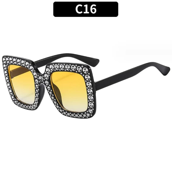 Luxury Oversize Retro Square Sunglasses with Rhinestone Bling: Newest Fashion for Women