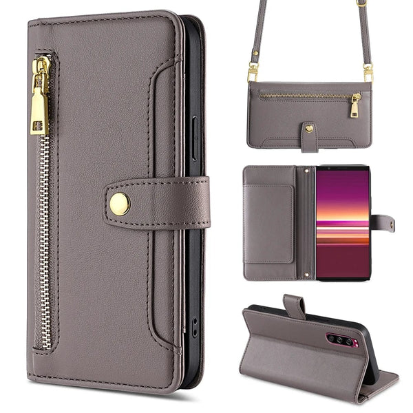 Hot Selling Elevate Style and Security: Leather Cell Phone Case Cover for Sony Xperia 1 with Wallet Function