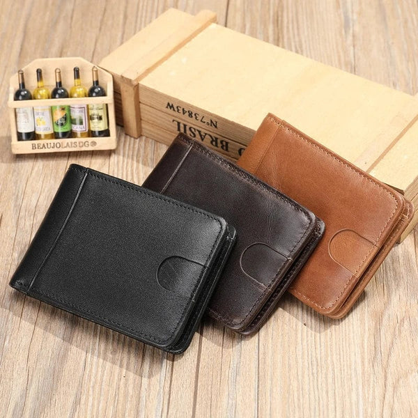 Timeless Style Companion: Men's Bifold Wallet with RFID Blocking and Genuine Leather Craftsmanship