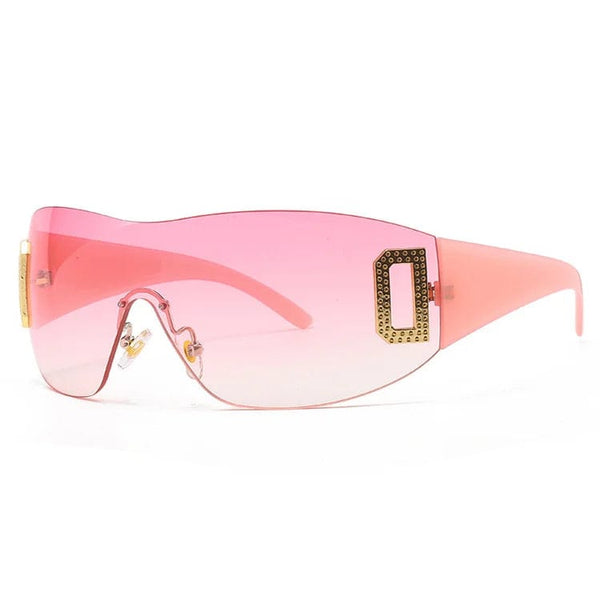 Oversized Rimless Luxury Sunglasses - Punk Y2K Style