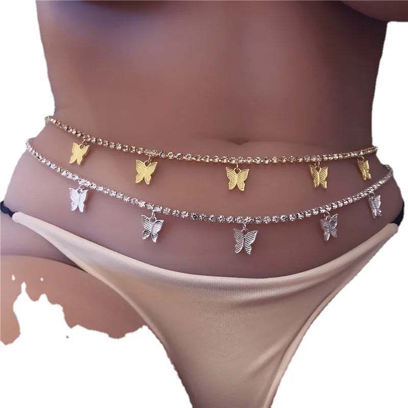 Butterfly Crystal Waist Chains - Fashion Body Accessories Jewelry for Women and Girls, Belly Body Chain