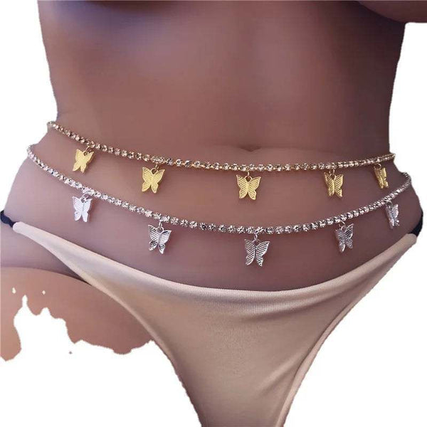 Butterfly Crystal Waist Chains - Fashion Body Accessories Jewelry for Women and Girls, Belly Body Chain