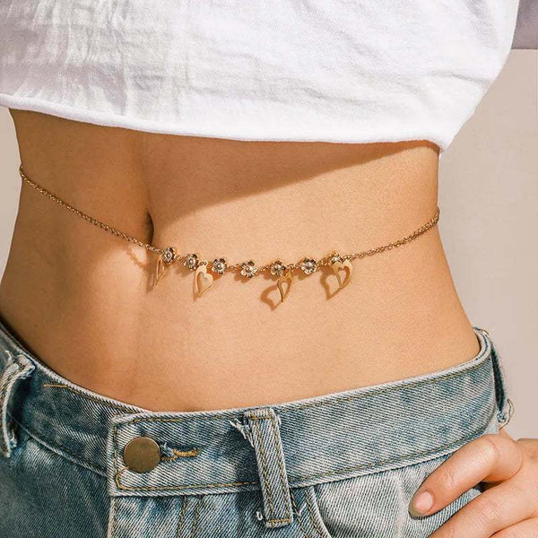 Shell Conch Belly Chains - Gold Color Alloy Metal Starfish, Adjustable Body Jewelry for Women
