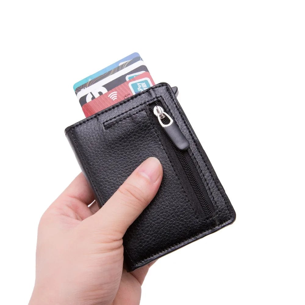 Security Meets Style: Metal Business Blocking Card Holder RFID Wallet with Soft Leather Touch