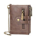 Vintage Charm: Short Minimalist Wallet with Chain - Small Mini Leather Wallet for Men