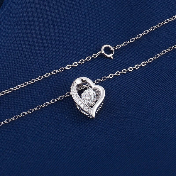 Redoors Jewelry Wholesale - Sterling Silver Heart-Shaped Moissanite & CZ Pendant Necklace